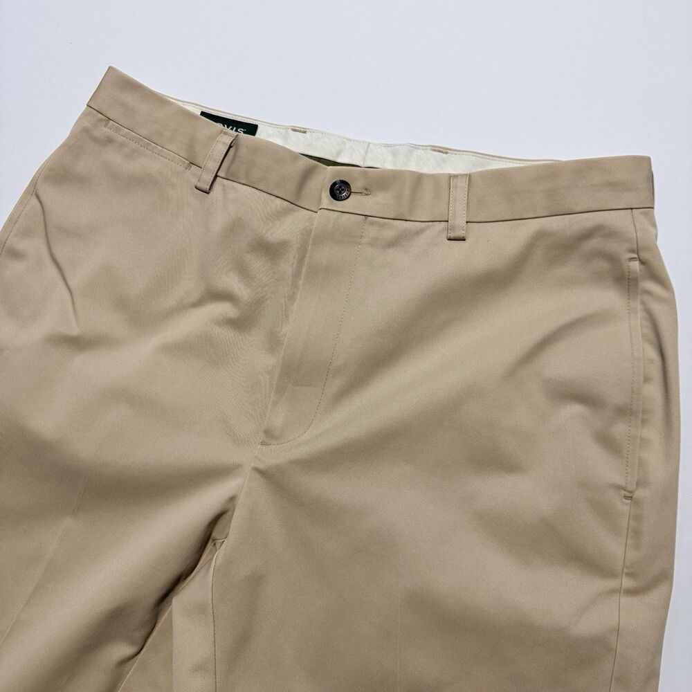 Orvis Men’s 35X32 Khaki Chino Pants Size Beige Cotton Flat Front Straight Casual